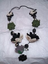 COLLANA LANA COTTA LUNGA ETNICO NEPAL RANA FROG