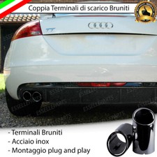 COPPIA TERMINALI DI SCARICO PER MARMITTA NERO BRUNITO INOX AUDI TT 8J TONDI