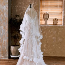 Velo lungo da sposa 3D fiori
