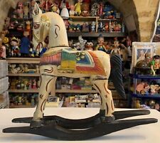 antique VINTAGE TOY FIGURE CAVALLO A DONDOLO LEGNO INTAGLIATO xx secolo