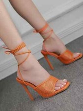 Sandali donna arancione lacci