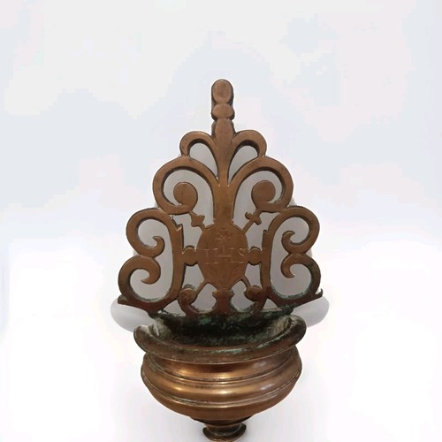 Antica acquasantiera bronzo - acquasantiera,