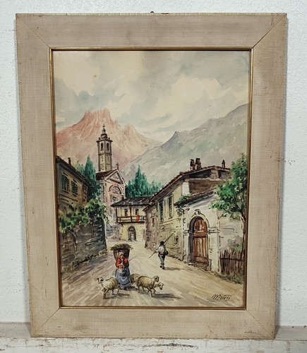 Antico quadro monti dipinto - antico,