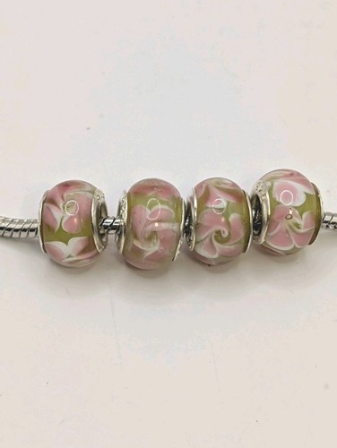 Charm perle vetro rosa - vetro,