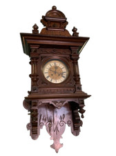 Antico orologio a pendolo da muro in noce della fine dell'800