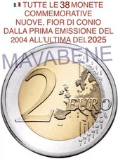 TUTTE LE MONETE 2 EURO COMMEMORATIVE DAL 2004 AL 2025 ITALIA MONETA NUOVA FDC