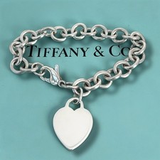 AUTENTICO Bracciale Tiffany & Co Cuore Tag - Argento Sterling 925 - Vintage - 20 cm