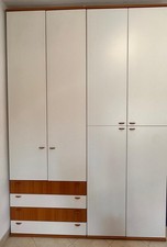 armadio camera da letto con cassetti esterni, usato, legno e laminato