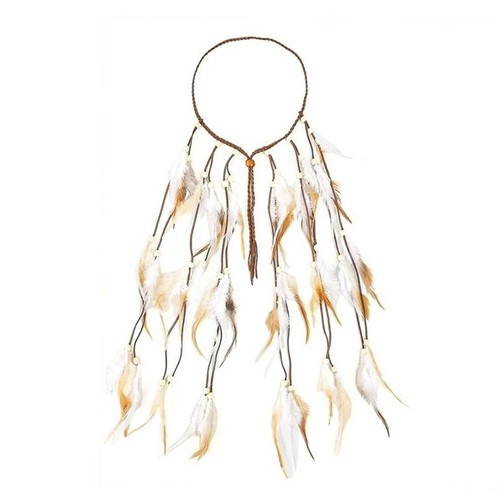 Cerchietto con piume boho - con,