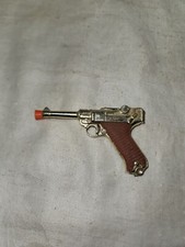 Pistola giocattolo vintage Marx miniatura Golden Luger pressofusa lunga 3,5" 