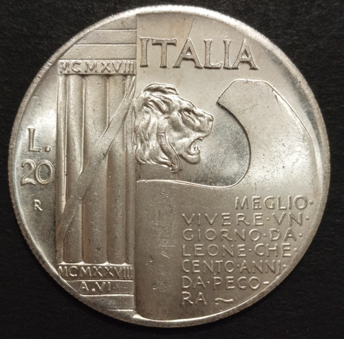 Regno italia lire 1928 - 20,