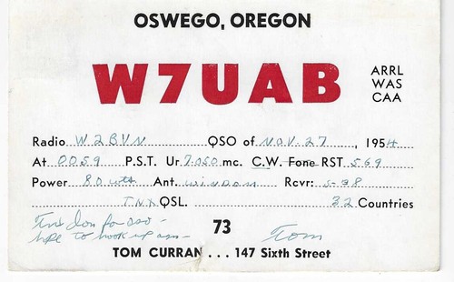 Scheda radio qsl 1954 - radio, oswego