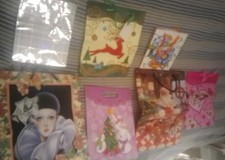 STOCK DI SETTE BUSTE REGALO A TEMA NATALIZIO / SHOPPER DA COLLEZIONE CON MANICI
