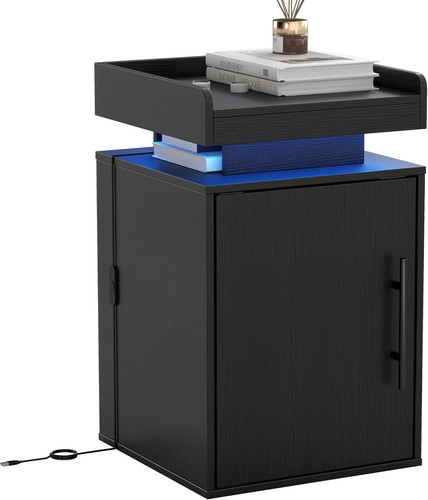 Comodino moderno nero con luci