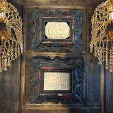 Coppia Antichi Rilievi Calcare In Cornice Fine ‘800 Gusto Settecentesco 