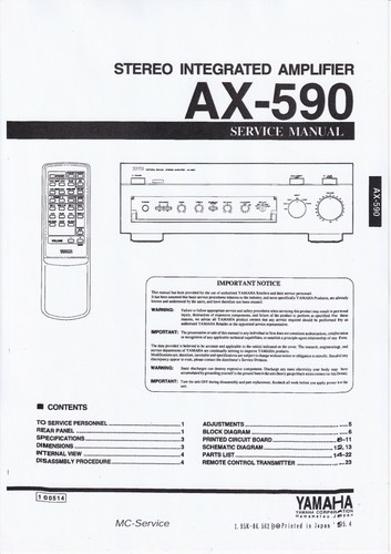 Manuale servizio per yamaha - manuale, di