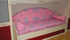 CUSCINI MEZZALUNA PER CAMERETTA A PONTE con COPRILETTO CON ELASTICO vari colori