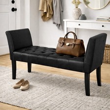 Panca Nero con Piedi in Legno