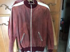 Stewart Giubbotto L Pelle Rosso con bande avorio Vintage Usato ma perfetto.