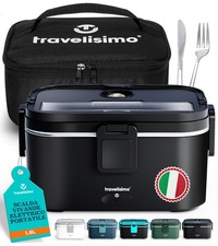TRAVELISIMO Scaldavivande Elettrico Portatile Extra Grande 1,8L 80W Porta Pranzo