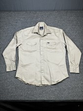 Camicia Wrangler Brush Popper Uomo XL Tan Pearl Snap Autentica Gaucho