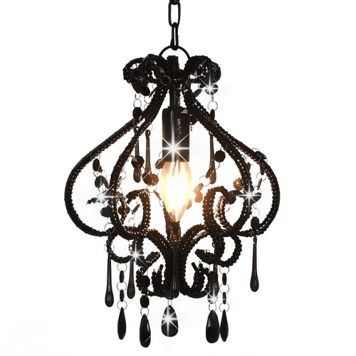 Lampadario con perle nero - con,