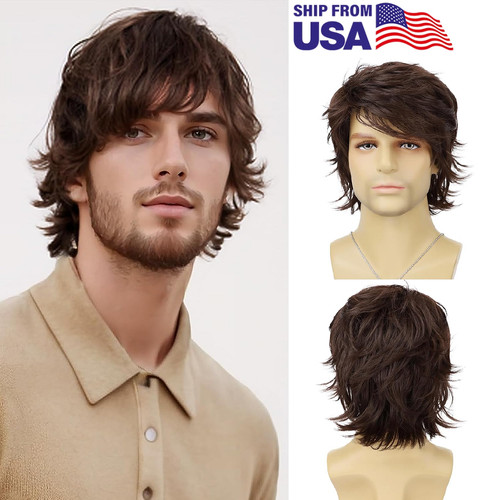 Parrucca uomo marrone corto - parrucca,