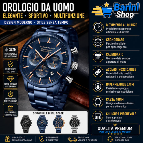 Orologio uomo cronografo blu