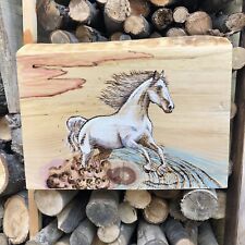 Quadro Legno Cavallo Libertà Freedom Pirografia 