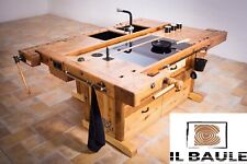 Isola Cucina INDUSTRIAL in legno predisposizione elettrodomestici 230x120x90cm