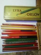 VECCHIA SCATOLA METALLICA :  '  LYRA ORLOW  '  CON 15  MATITE   !!