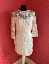 Abito da sposa manica lunga corto in pizzo - taglia 12 - nuovo con etichette 