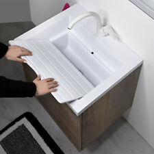 Lavabo Lavatoio Lavanderia 60x50 Pilozza in Resina Doppio Uso con Mobile Sospeso