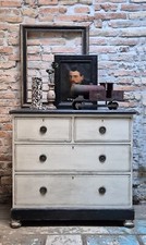 Antico Comò / Cassettiera Vittoriana in pino dipinto bianco | Regno Unito, '800