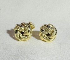 14K Yellow Gold Twisted Knot Stud Earrings 10mm