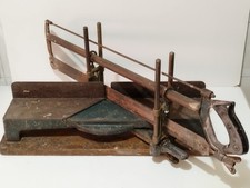 Vintage antica Sega taglia cornici manuale FINK T650 in ghisa e base in legno