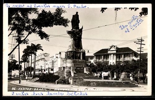 Cartolina santos monumento di - cartolina, santos,