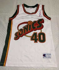 MAGLIA CANOTTA VINTAGE BASKET SEATTLE SONICS KEMP #40 CHAMPION TG L JERSEY SHIRT