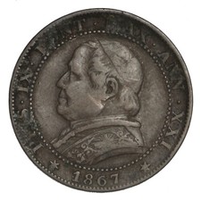 ITALIA STATO PONTIFICIO PIO IX 1 Soldo 1867 A. XXI
