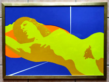 Litografia a colori nudo femminile fluo numerata firmata Carlo Gajani in cornice