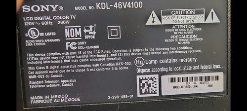 Sony kdl 46v4100 inch - kdl-46v4100,