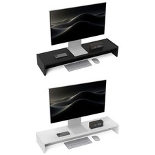 HOMCOM Supporto per Monitor con 2 Vani Contenitore in Legno, 100x27x15 cm