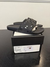 Gucci Gomma GG Nero Slides Taglia 37 Donna US 7 Made In Italy