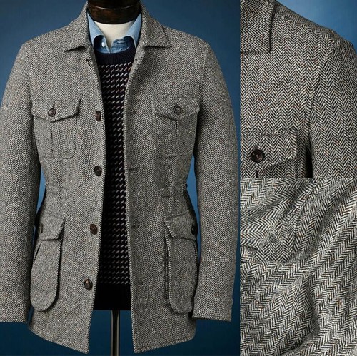 Giacca safari uomo tweed