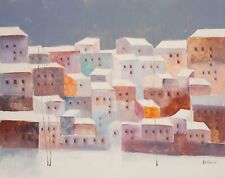 Quadro Tela Bettarini Lido dipinto olio + cornice neve su Firenze 80x100  