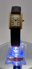 Orologio da donna Must de Cartier Tank oro 18 ct su argento in custodia scamosciata rossa Cartier