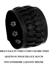 BRACCIALE CUOIO PUNK NERO