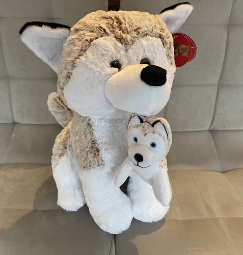 Pupazzo peluche husky grande - grande, +