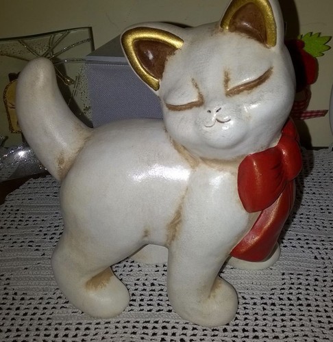 Gatto bianco fiocco rosso thun - rosso,