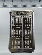 r72_263) Calendario 1993 - 1 Troy Ounce Fine Silver - AG Ø 27 x 47 mm
